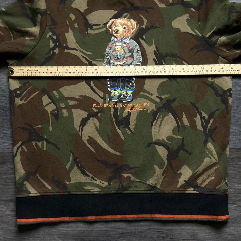 Ralph Lauren Country Camo Polo Bear Sweatshirt Mens L Sportsman National Park